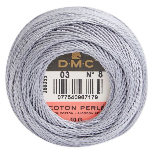 Perle Cotton Ball Size 8 -  Color 003 by DMC France (approx. 80m)