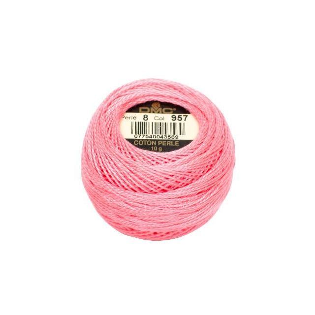 Perle Cotton Ball Size 8 -  Color 957 by DMC France (approx. 80m)
