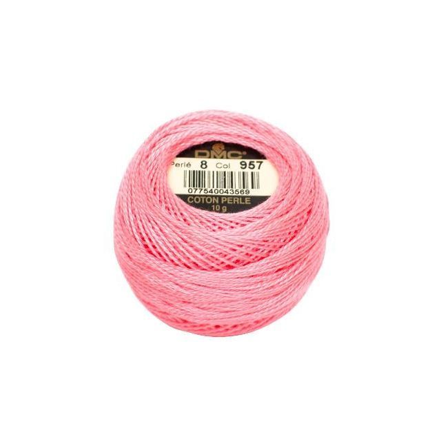 Perle Cotton Ball Size 8 -  Color 957 by DMC France (approx. 80m)