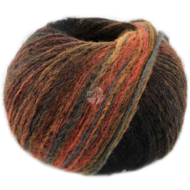 Picasso - Baby Alpaca and Merino Wool Variegated Yarn Black/Ochre/Brown col.006- 50g Skein by Lana Grossa