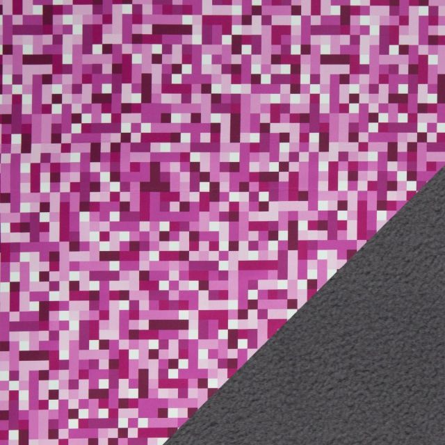 Nano Softshell - Pink Pixels  with Grey Fleece Lining