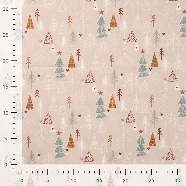 Christmas Trees on Sand- Cotton Poplin Woven