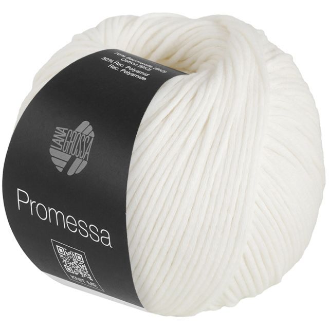 PROMESSA - Cotton Tube yarn - White Col. 13 - 50g Skein by Lana Grossa