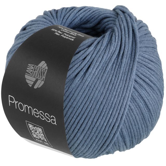 PROMESSA - Cotton Tube yarn - Steel Blue Col. 20 - 50g Skein by Lana Grossa