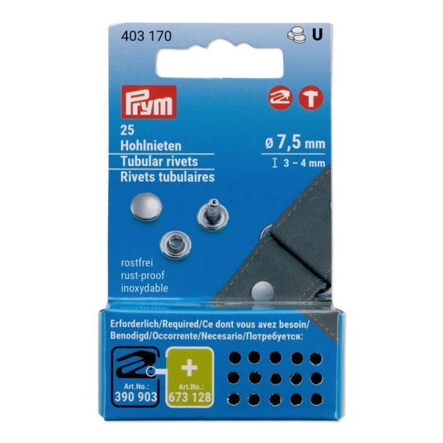 Prym - Double Cap Rivet  7.5mm dia (3-4mm Post) - Compatible with Vario Hand Press (390903)