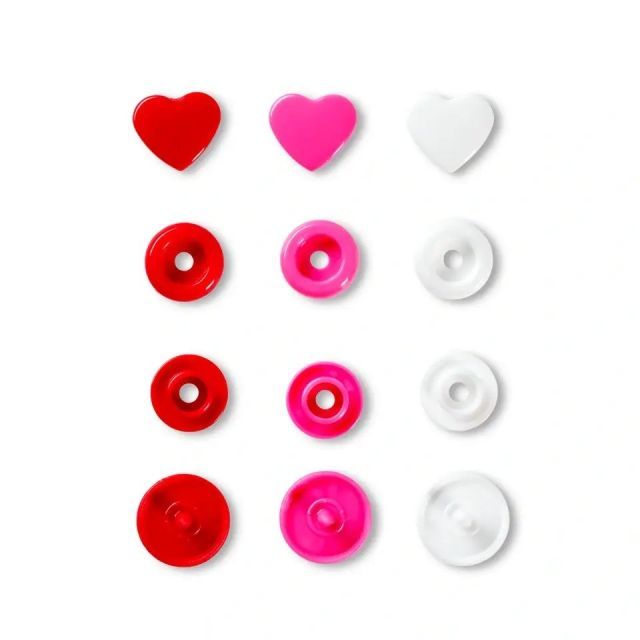 Prym Color Snap 12.4mm- Heart - Red/White/Pink