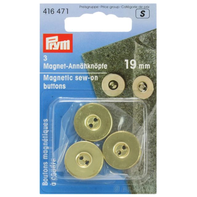 Prym Sew-on Magnetic Buttons - 19mm  - Gold