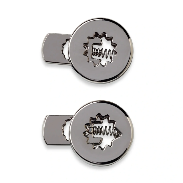 Metal -  Round Cord Stoppers 2pcs - Silver