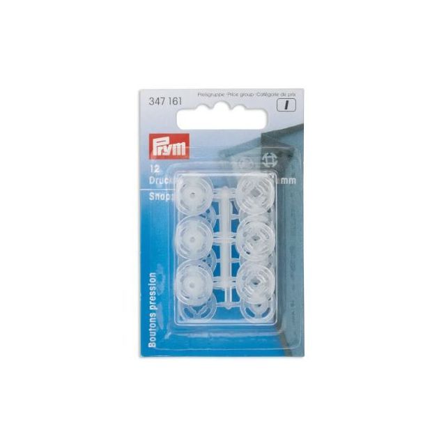 Prym - Sew-On Snap fasteners round, 13mm, transparent - Pack of 12 (347161)