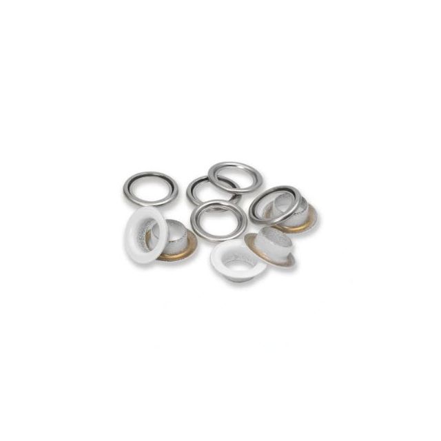 Prym - White / Silver Eyelet with Washer - 11mm (pack of 20)