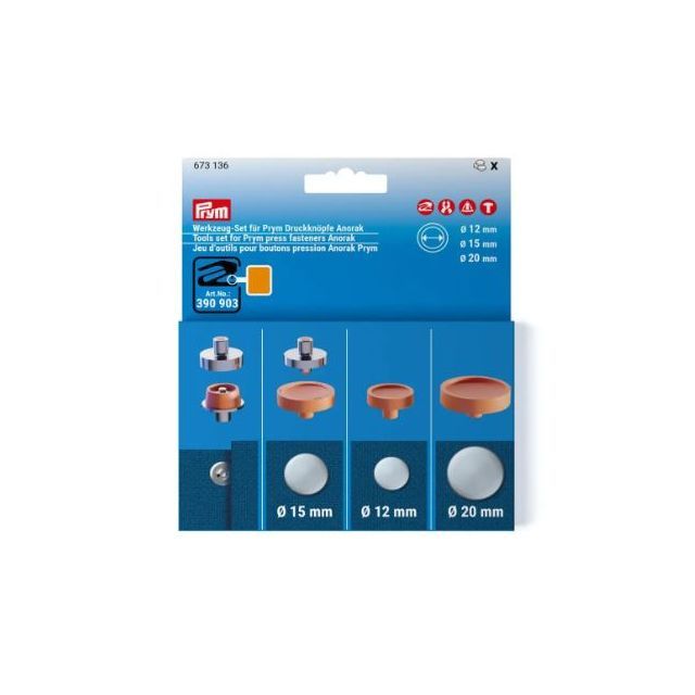 PRYM - Tools set for Prym press fasteners Anorak, 12, 15 and 20 mm (673136)