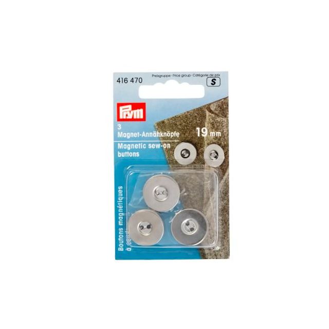 Prym Sew-on Magnetic Buttons 3pcs - 19mm  -Silver (416470)
