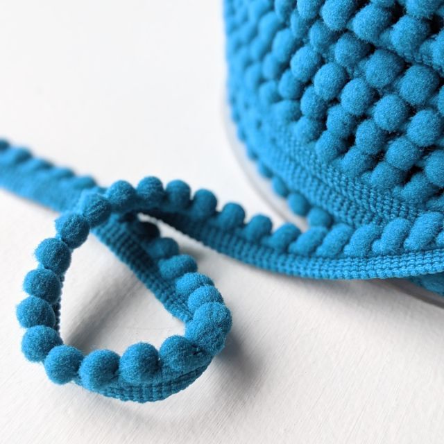 Teal (col. 505) - Mini Pom Pom Trim - 6mm