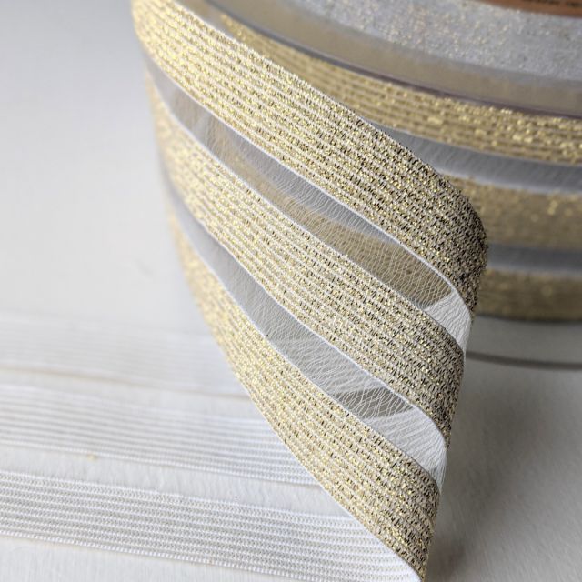 Peekaboo Stripes Gold - 50mm Elastic (col. 575)