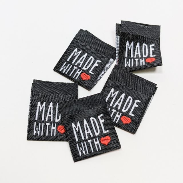"Made with Love" Woven Labels - Black (Set of 10)