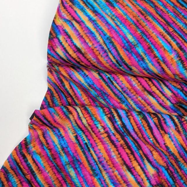 Diagonal Tie Dye  - Jersey Knit - Black,  Orange,  Fuchsia, Turquoise 