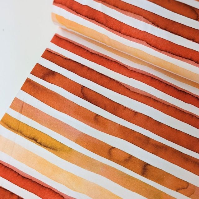 Jersey Knit - Watercolor Stripe - White/Red