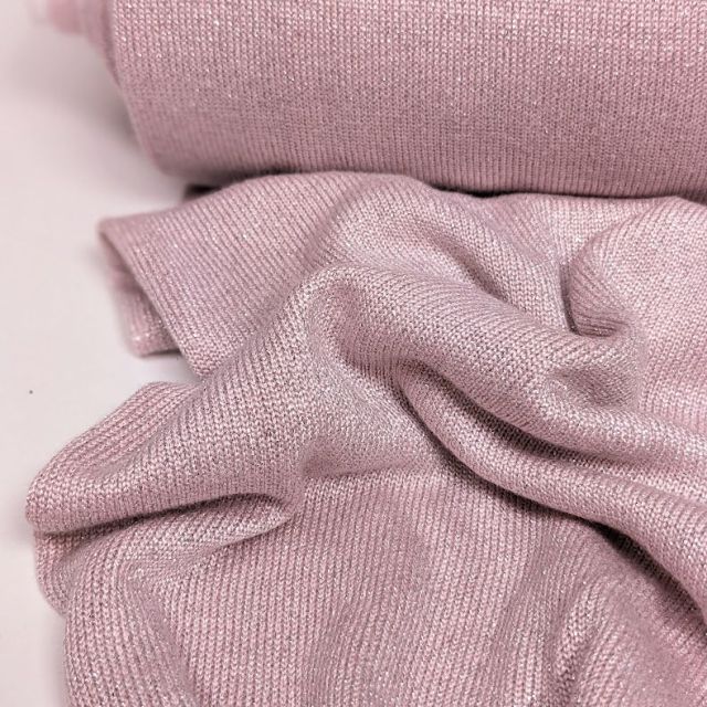 Light Viscose Sweater Knit " Ella "  -  Pale Rose with Silver Glitter