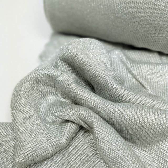 Light Viscose Sweater Knit " Ella "  -  Pale Green with Silver Glitter