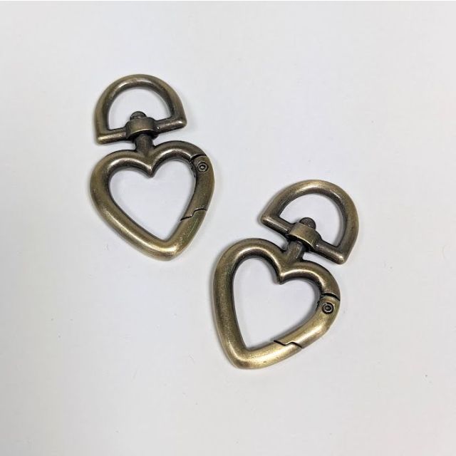 Swivel Hook - Heart - Antique Brass (Set of 2)