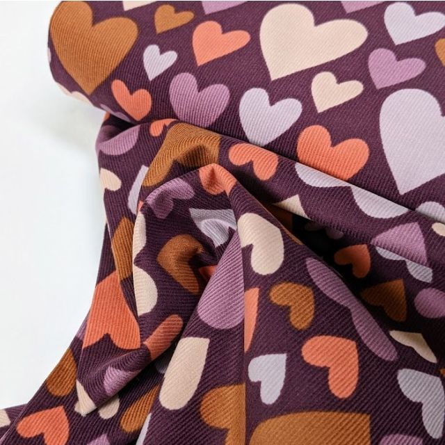 Babycord with Hearts - Purple/Pink