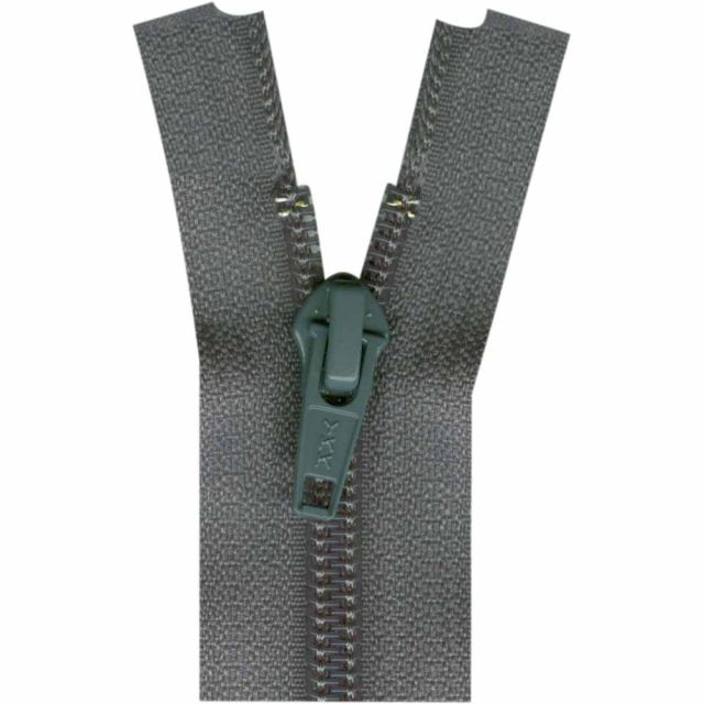 55cm (22in) Rail Grey - One-Way Separating Zipper #5 Nylon Coil  - YKK
