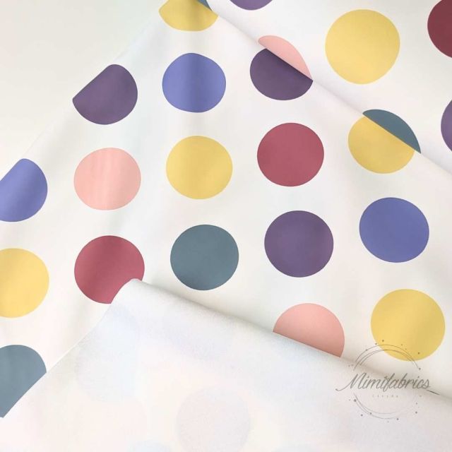 Raincoat PU - Colorful Dots on White
