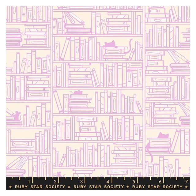 100% Cotton - "Reading Nook"  Library in Macaron- By Ruby Star Society per 1/2m