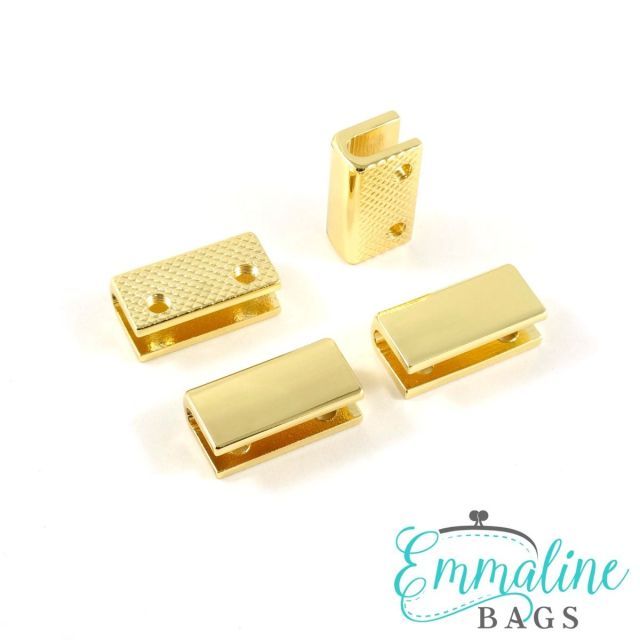 Rectangular Strap End Caps (3/4" Wide) (4 Pack) - Gold