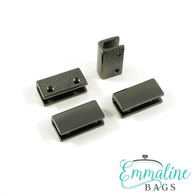 Rectangular Strap End Caps (3/4" Wide) (4 Pack) - Gunmetal