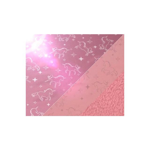Reflective Softshell Unicorns on Pink - with pink fleece lining