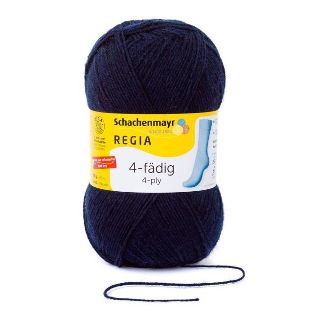 REGIA 4-Ply Solid Sock Yarn 100g - Navy Blue Col. 324