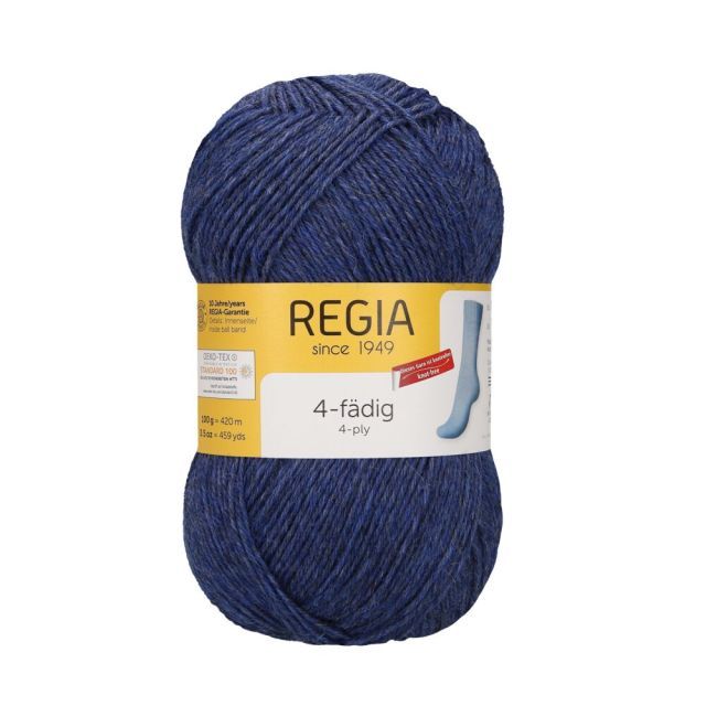 REGIA 4-Ply Solid Sock Yarn 100g - Mottled Blue Jeans Col. 1846