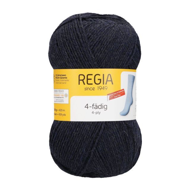 REGIA 4-Ply Solid Sock Yarn 100g - Mottled Dark Indigo Col. 1849