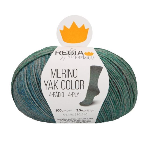 REGIA 4-Ply PREMIUM Merino Yak Color 100g - Jade Grey col.8511