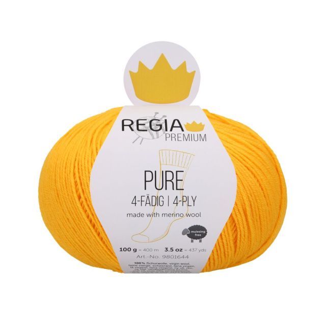 REGIA 4-Ply PREMIUM Pure 100g - 100% Virgin Merino Wool - Sunflower col.20