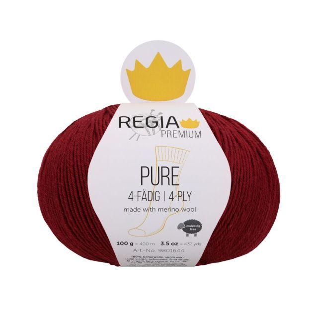 REGIA 4-Ply PREMIUM Pure 100g - 100% Virgin Merino Wool - Burgandy col.33