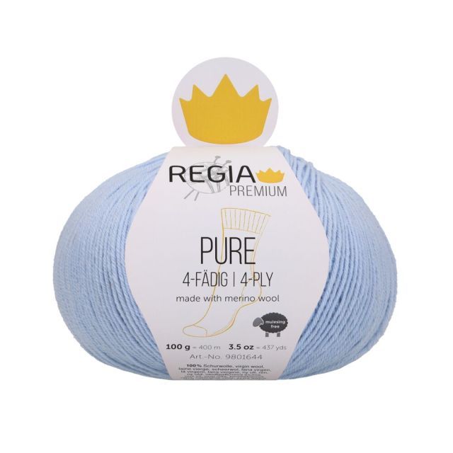REGIA 4-Ply PREMIUM Pure 100g - 100% Virgin Merino Wool - Light Blue col.52