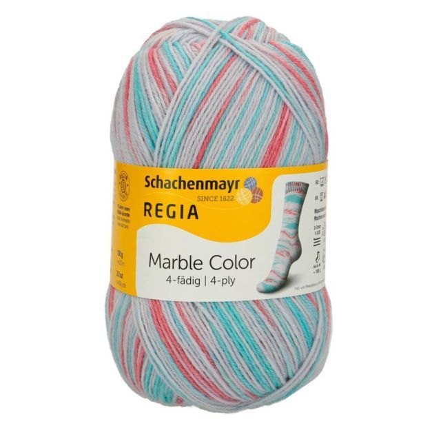 Regia 4-Ply Color Self Patterning Sock Yarn 100g Skein - Bianco Marble Col. 01177