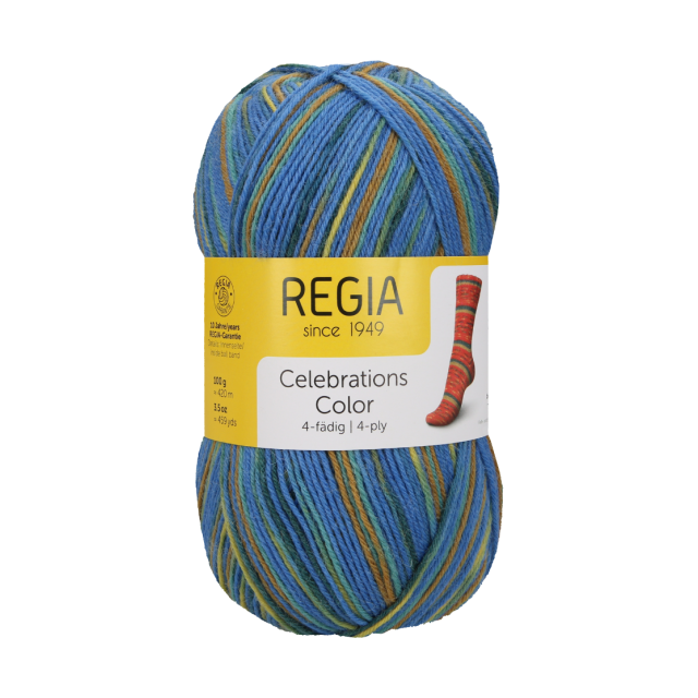 Regia Holiday Celebrations 4ply Sock Yarn - Blue and Gold Col.9421  - LIMITED EDITION 100g Skein