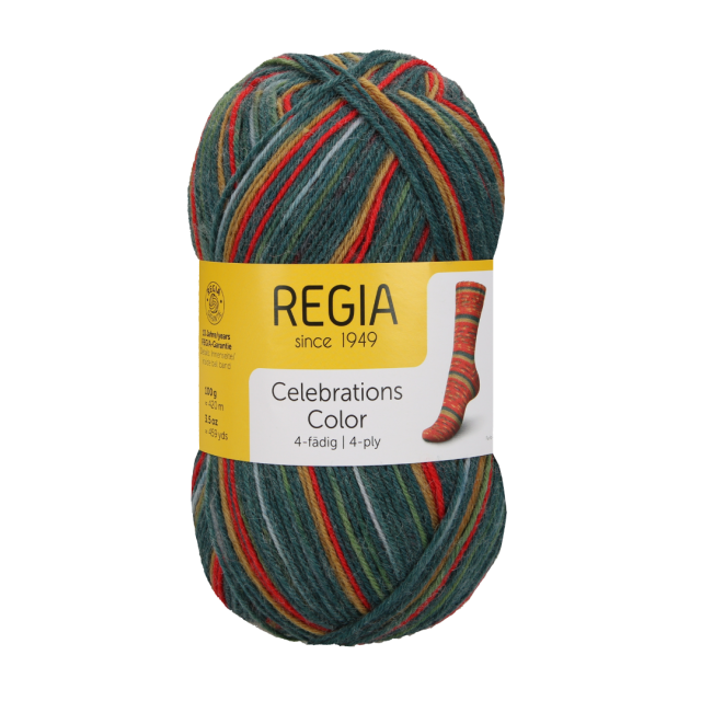 Regia Holiday Celebrations 4ply Sock Yarn - Dark Green and Red Col.9420  - LIMITED EDITION 100g Skein