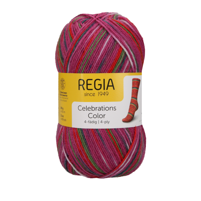 Regia Holiday Celebrations 4ply Sock Yarn - Dark Pink and Green Col.9426  - LIMITED EDITION 100g Skein