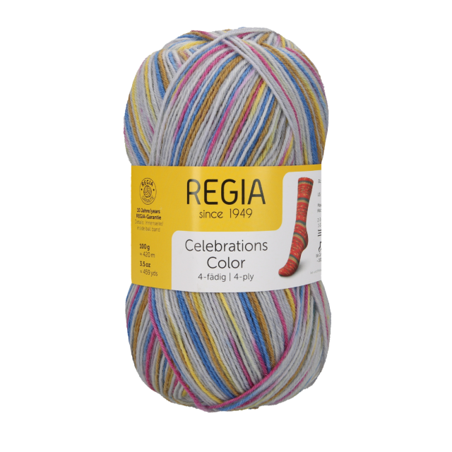Regia Holiday Celebrations 4ply Sock Yarn - Grey, Pink and Blue Col.9423  - LIMITED EDITION 100g Skein