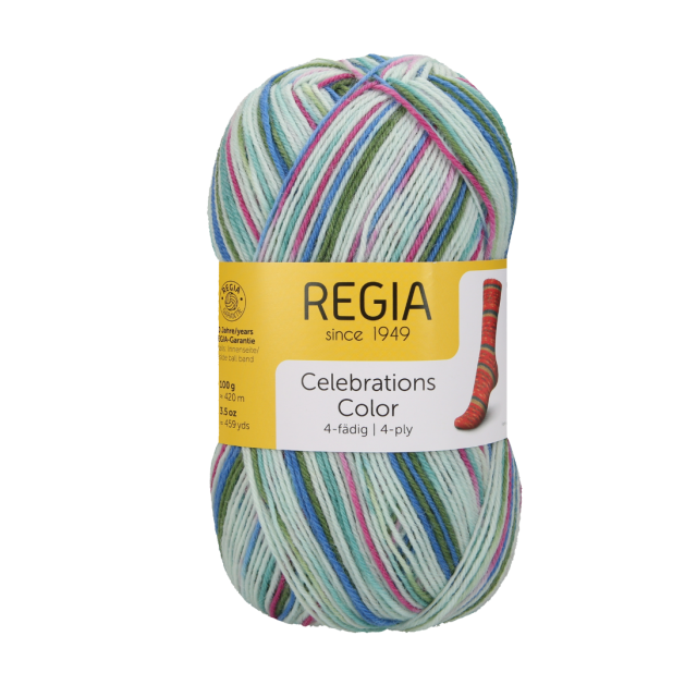 Regia Holiday Celebrations 4ply Sock Yarn - Mint, Pink and Blue Col.9425  - LIMITED EDITION 100g Skein