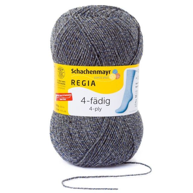 REGIA 4-Ply Solid Yarn 50g - Grey Mouliné