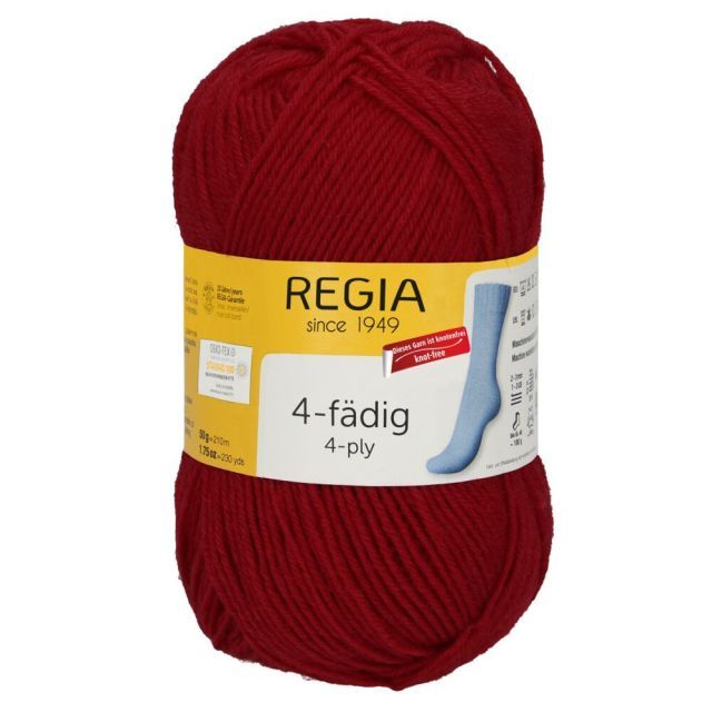 REGIA 4-Ply Solid Yarn 50g - Cherry Red