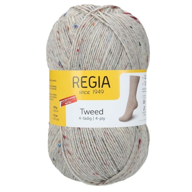 REGIA 4-Ply Tweed 100g - Light Grey