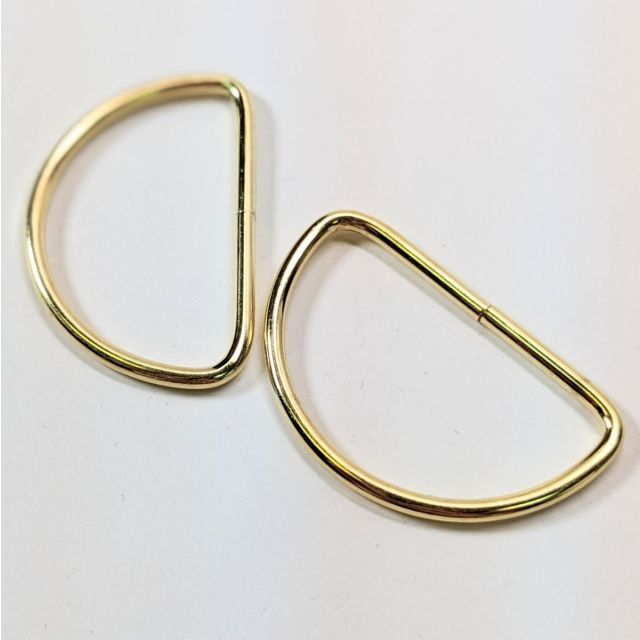 D-ring with round edge - 40mm - Gold pack of 2
