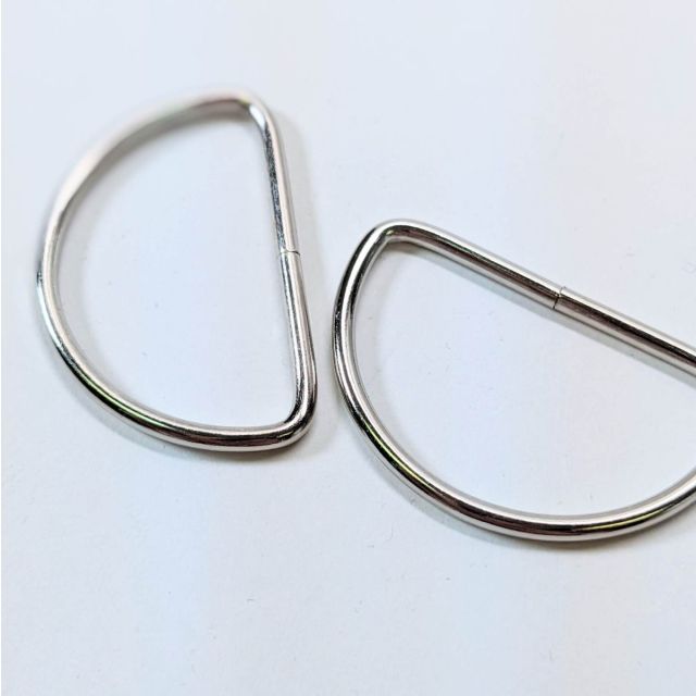 D-ring with round edge - 40mm - Silver/ Nickel pack of 2