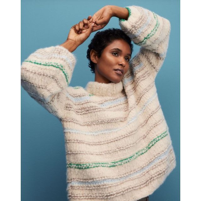 Striped Sweater ROYAL ALPACA and ALPACA AIR Size 44-48 -  Knitting Pattern + Yarn Bundle by LANA GROSSA (Journal 68 Design 17)